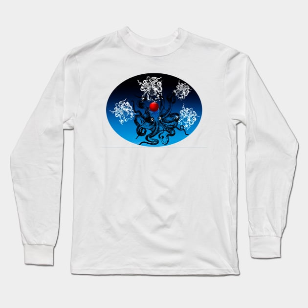 octopus in the ocean Long Sleeve T-Shirt by Marccelus